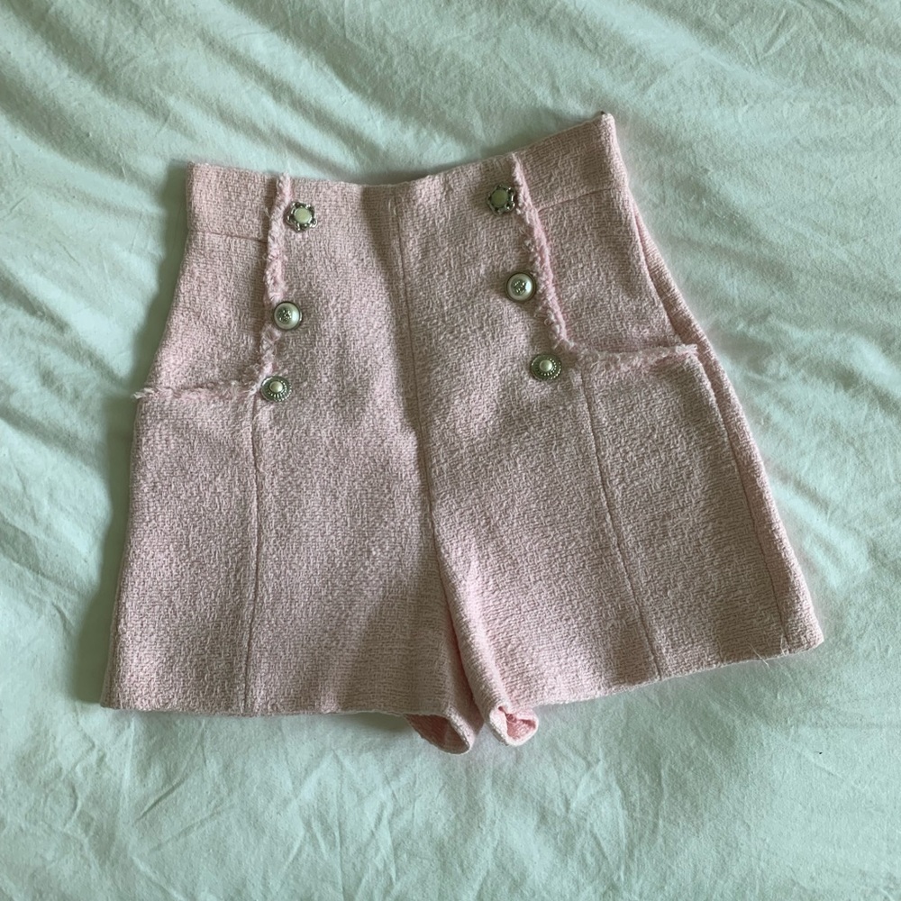 Zara Pink Tweed Shorts